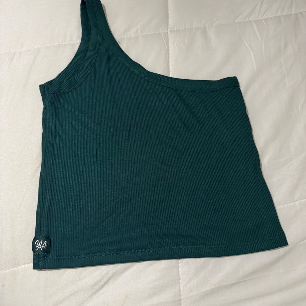 Ya Los Angeles Women’s One-Shoulder Ribbed Tank Top in Teal